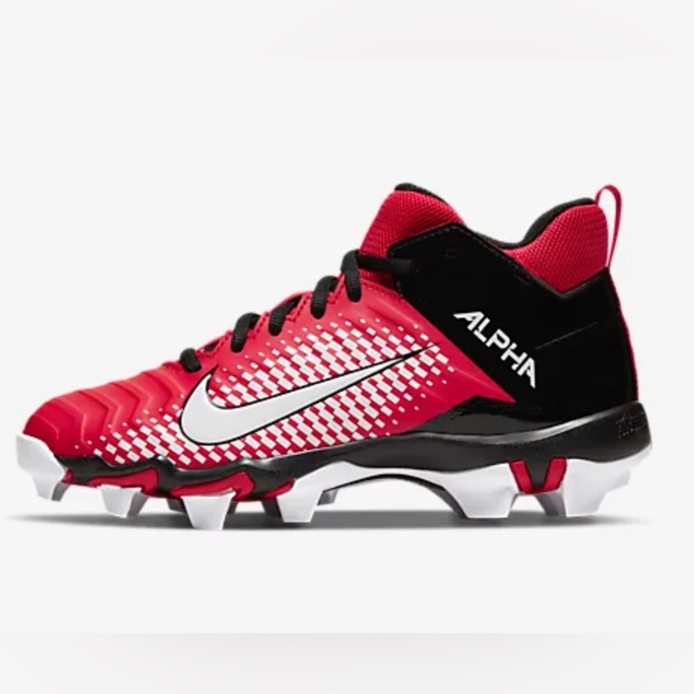 Nike Boys alpha menace varsity 2 BG Red white cleats 8.5 Youth